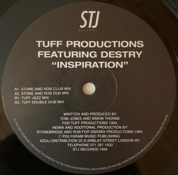 Tuff Productions Featuring Destry - Inspiration | STJ Records (SHINE 001) - main