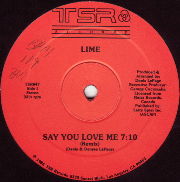 Lime - Say You Love Me | TSR Records (TSR847) - 3