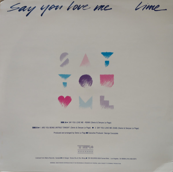 Lime - Say You Love Me | TSR Records (TSR847) - 2
