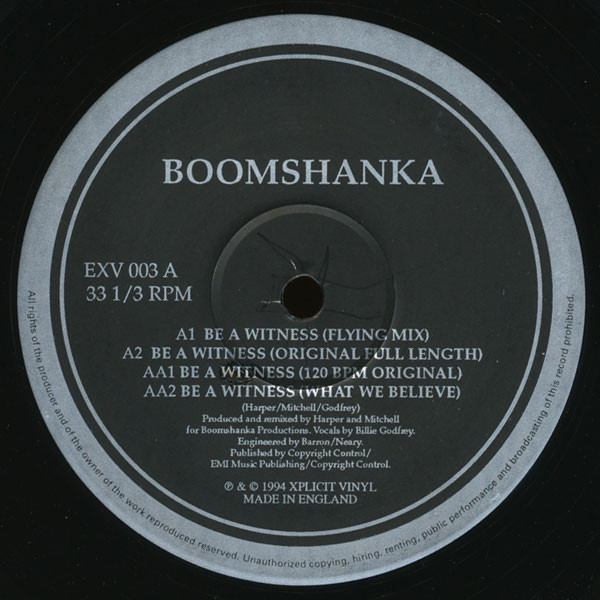 Boomshanka - Be A Witness | Xplicit Vinyl (EXV 003) - 2