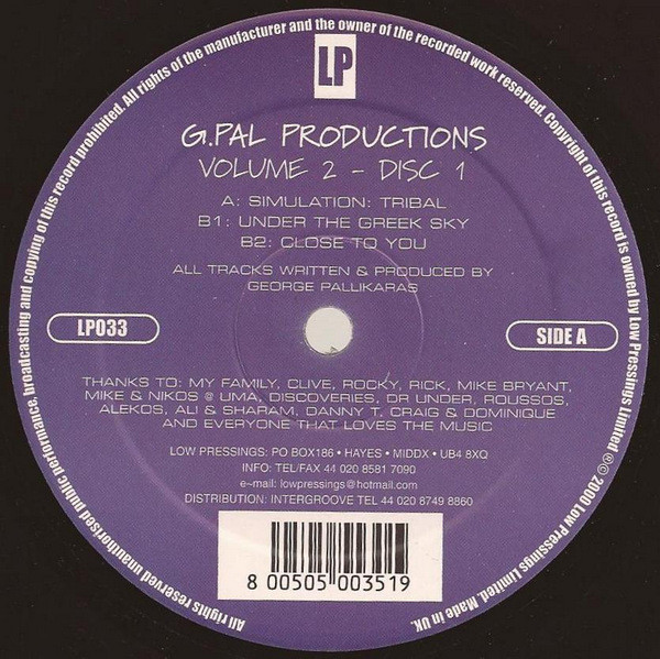 G-Pal - G-Pal Productions Vol. 2 | Low Pressings (LP033)