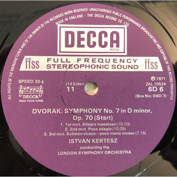 Dvořák / London Symphony Orchestra , Istvan Kertesz - The Nine Symphonies | Decca (D6D 7) - 3