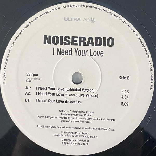 Noiseradio - I Need Your Love | Ultralab (7243 5 46837 6 3) - main Noiseradio - I Need Your Love | Ultralab (7243 5 46837 6 3) - main