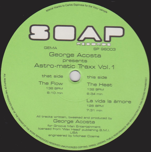 George Acosta - Astro-matic Traxx Vol.1 | Soap Records (SP 96003) George Acosta - Astro-matic Traxx Vol.1 | Soap Records (SP 96003)