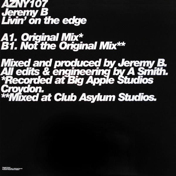 Jeremy B - Livin' On The Edge | Azuli Records (Azuli 107) - 2 Jeremy B - Livin' On The Edge | Azuli Records (Azuli 107) - 2