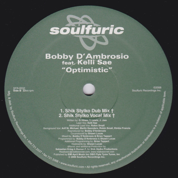 Bobby D'Ambrosio Feat. Kelli Sae - Optimistic | Soulfuric Recordings (SFR 0032) - 4 Bobby D'Ambrosio Feat. Kelli Sae - Optimistic | Soulfuric Recordings (SFR 0032) - 4
