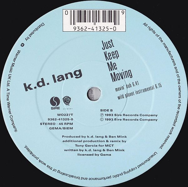 k.d. lang - Just Keep Me Moving | Warner Bros. Records (W0227T) - 4 k.d. lang - Just Keep Me Moving | Warner Bros. Records (W0227T) - 4