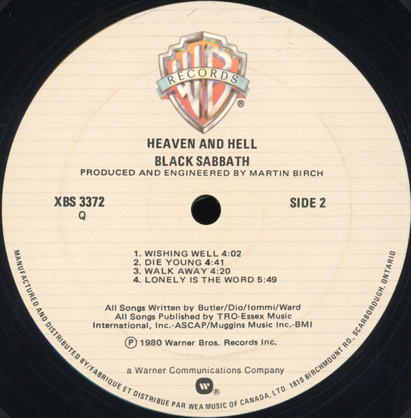 Black Sabbath - Heaven And Hell | Warner Bros. Records (XBS 3372) - 4