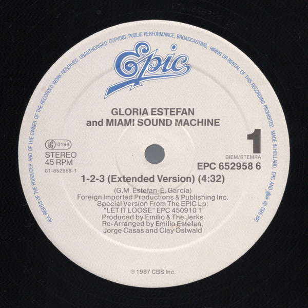 Gloria Estefan And Miami Sound Machine - 123 | Epic (EPC 652958 6) - 3