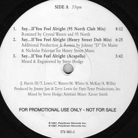 Crystal Waters - Say... If You Feel Alright | PolyGram (574 061-1) - 2 Crystal Waters - Say... If You Feel Alright | PolyGram (574 061-1) - 2
