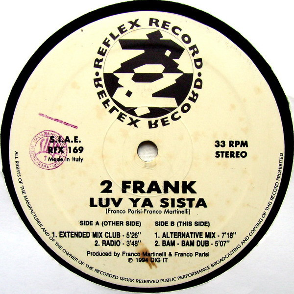 2 Frank - Luv Ya Sista | Reflex Records (RFX 169)