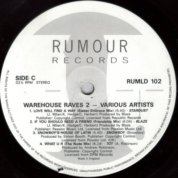 Various - Warehouse Raves 2 | Rumour Records (RUMLD 102) - 4