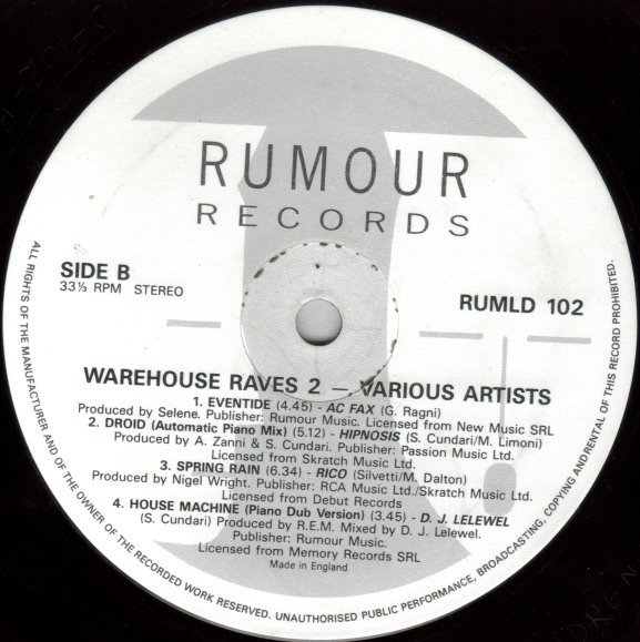 Various - Warehouse Raves 2 | Rumour Records (RUMLD 102) - 3