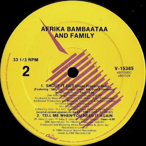 Afrika Bambaataa And Family - Shout It Out | Capitol Records (V-15385) - 2 Afrika Bambaataa And Family - Shout It Out | Capitol Records (V-15385) - 2