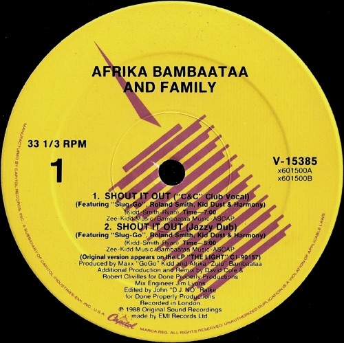 Afrika Bambaataa And Family - Shout It Out | Capitol Records (V-15385)