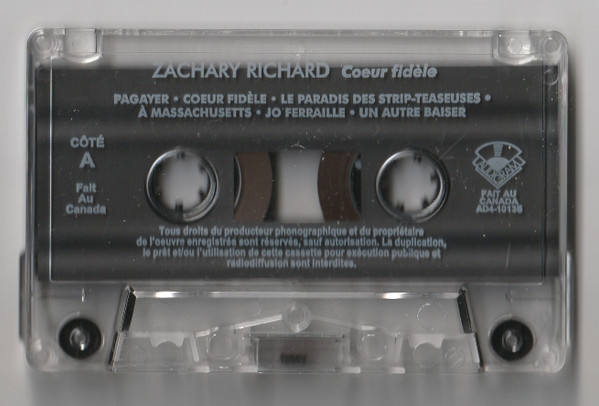 Zachary Richard - Cœur Fidèle | Audiogram (AD4 10135) - 3