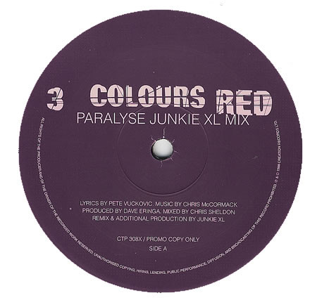 3 Colours Red - Paralyse (Junkie XL Remix) | Creation Records (CTP 308X)