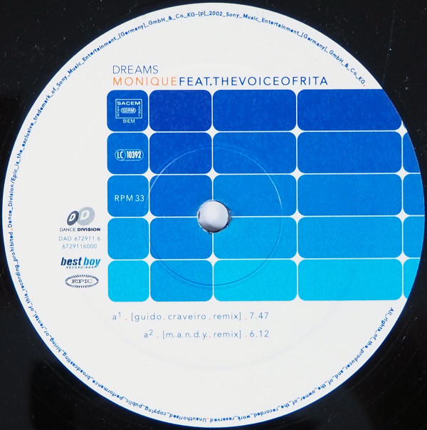 DJ Monique Feat. The Voice Of Rita - Dreams | Dance Division (DAD 672911 6) - 2 DJ Monique Feat. The Voice Of Rita - Dreams | Dance Division (DAD 672911 6) - 2