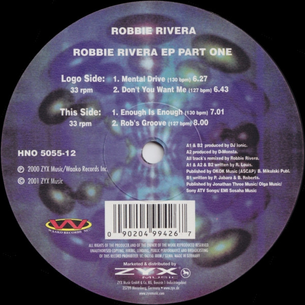 Robbie Rivera - Robbie Rivera EP Part One | House No. (HNO 5055-12) - main