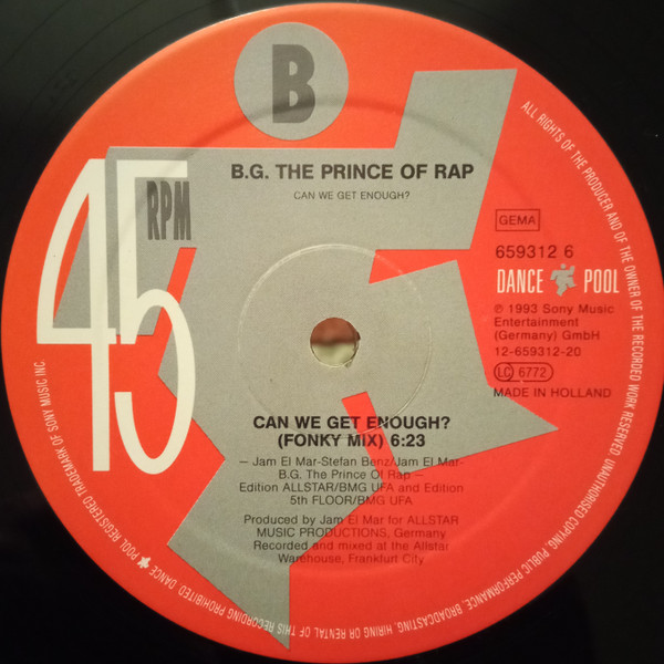 B.G. The Prince Of Rap - Can We Get Enough? | Dance Pool (659312 6) - 4