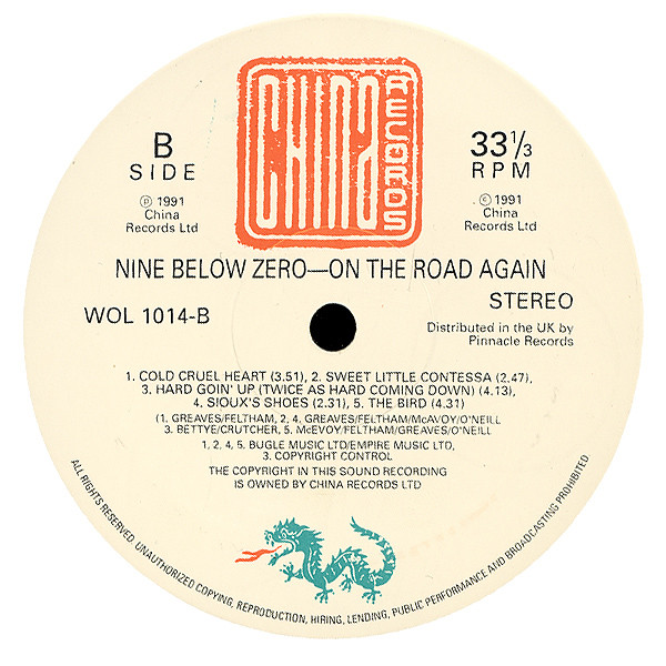 Nine Below Zero - On The Road Again | China Records (WOL 1014) - 4