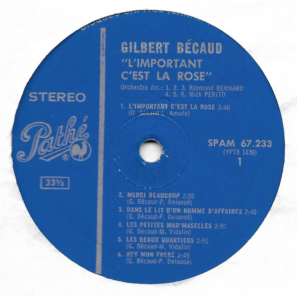 Gilbert Bécaud - L'important C'est La Rose | Pathé (SPAM 67 - 233) - 3 Gilbert Bécaud - L'important C'est La Rose | Pathé (SPAM 67 - 233) - 3
