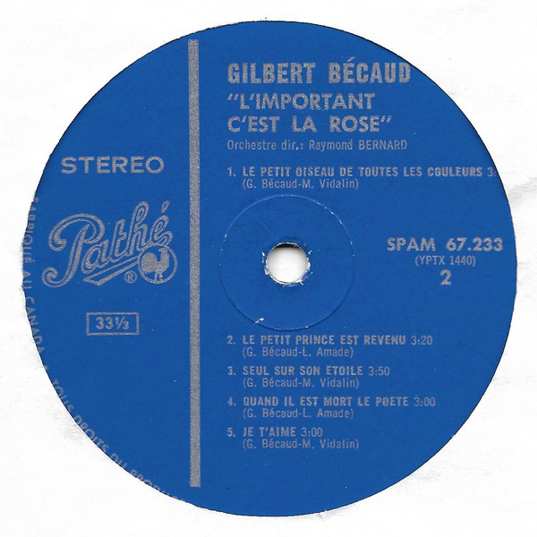 Gilbert Bécaud - L'important C'est La Rose | Pathé (SPAM 67 - 233) - 4 Gilbert Bécaud - L'important C'est La Rose | Pathé (SPAM 67 - 233) - 4