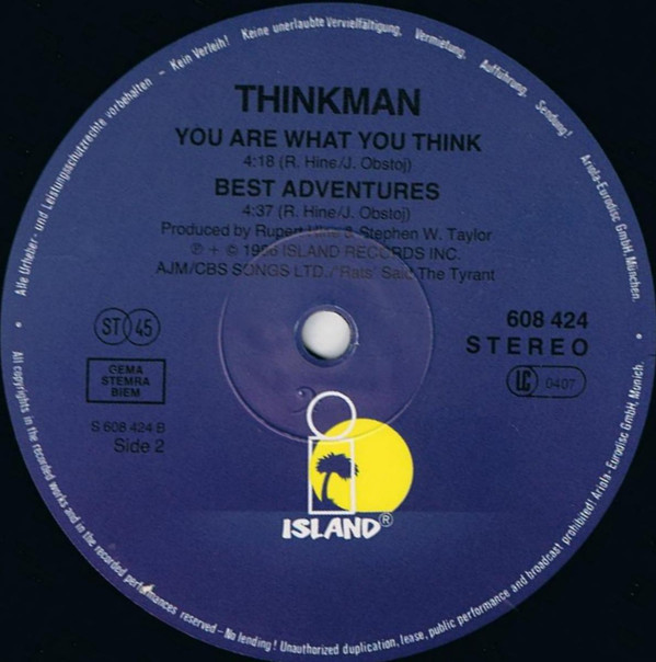 Thinkman - Best Adventures | Island Records (608 424) - 3 Thinkman - Best Adventures | Island Records (608 424) - 3