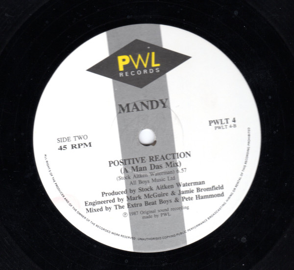 Mandy - Positive Reaction | PWL Records (PWLT 4) - 4 Mandy - Positive Reaction | PWL Records (PWLT 4) - 4