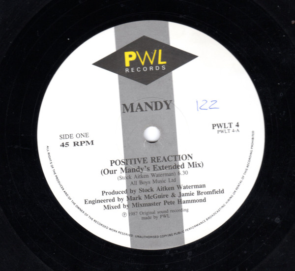 Mandy - Positive Reaction | PWL Records (PWLT 4) - 3 Mandy - Positive Reaction | PWL Records (PWLT 4) - 3