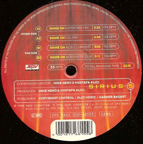 Sirius 5 - Shine On | Good Vibration (SPV 050-68155) - 2 Sirius 5 - Shine On | Good Vibration (SPV 050-68155) - 2