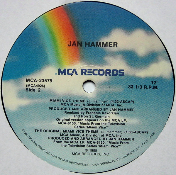 Jan Hammer - Miami Vice Theme | MCA Records (MCA-23575) - 4