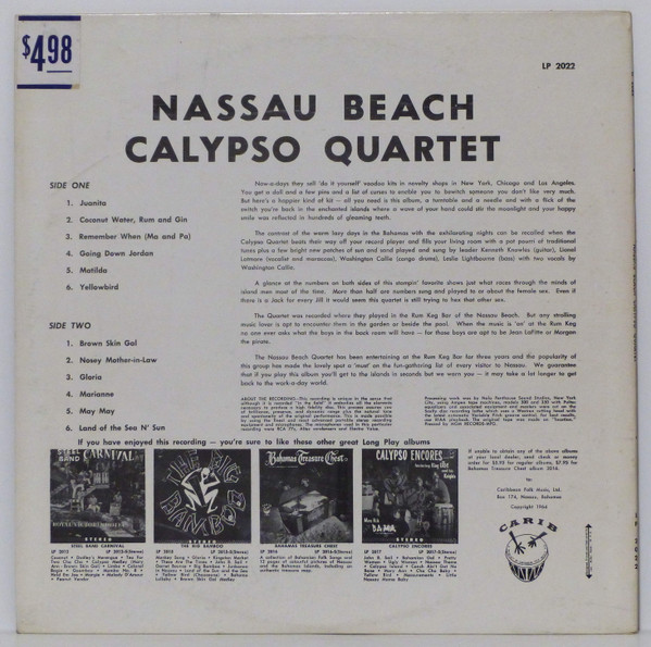 Nassau Beach Calypso Quartet - Nassau Beach Calypso Quartet | Carib (LP-2022) - 2 Nassau Beach Calypso Quartet - Nassau Beach Calypso Quartet | Carib (LP-2022) - 2