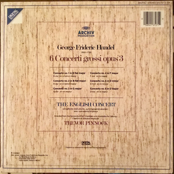 6 Concerti Grossi Op. 3