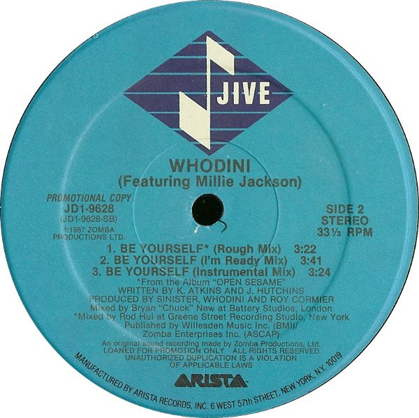 Whodini Featuring Millie Jackson - Be Yourself | Jive (JD1-9628) - 2 Whodini Featuring Millie Jackson - Be Yourself | Jive (JD1-9628) - 2