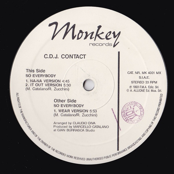 C.D.J. Contact - So Everybody | Monkey Records (MK 4001 MX)