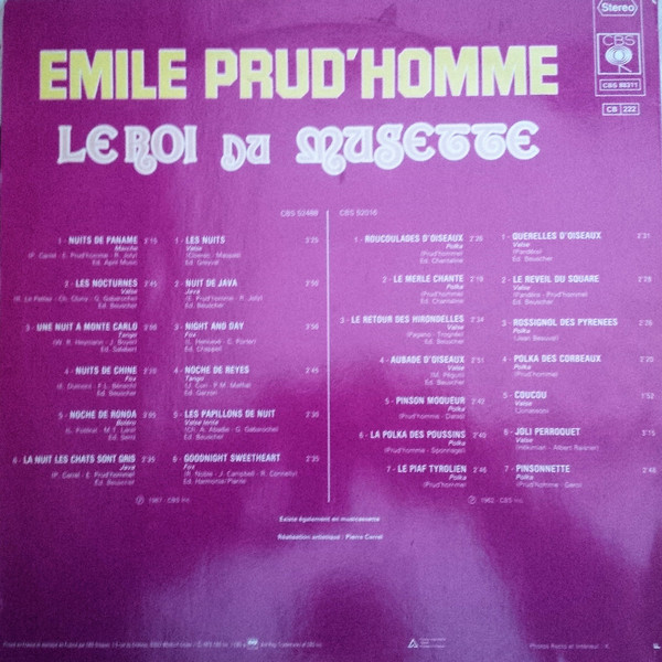 Emile Prud'Homme - Le Roi De La Musette | CBS (CBS 88311) - 2 Emile Prud'Homme - Le Roi De La Musette | CBS (CBS 88311) - 2