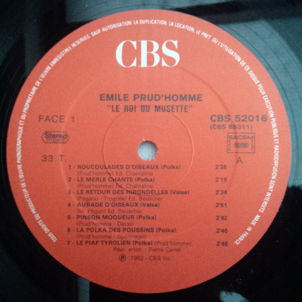 Emile Prud'Homme - Le Roi De La Musette | CBS (CBS 88311) - 6 Emile Prud'Homme - Le Roi De La Musette | CBS (CBS 88311) - 6