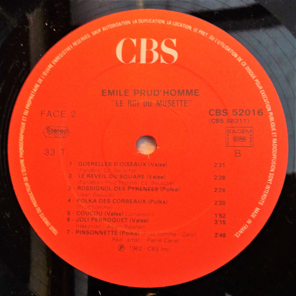 Emile Prud'Homme - Le Roi De La Musette | CBS (CBS 88311) - 7 Emile Prud'Homme - Le Roi De La Musette | CBS (CBS 88311) - 7