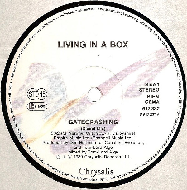 Living In A Box - Gatecrashing | Chrysalis (612 337) - 2
