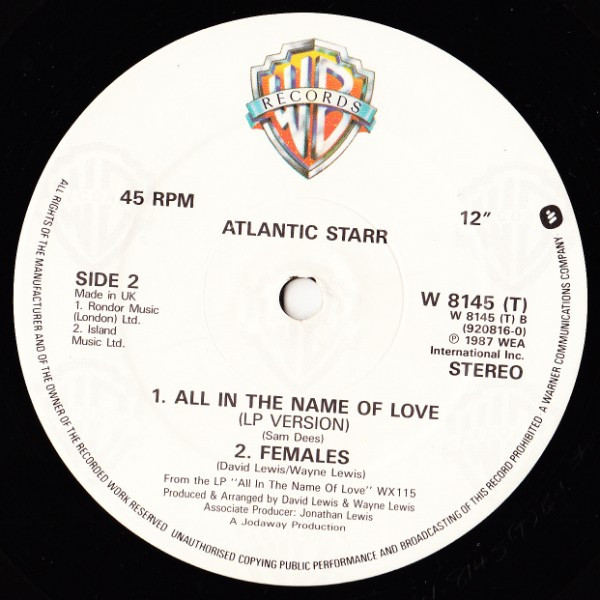 Atlantic Starr - Let The Sun In (Extended Version) | Warner Bros. Records (W 8145 (T)) - 4 Atlantic Starr - Let The Sun In (Extended Version) | Warner Bros. Records (W 8145 (T)) - 4