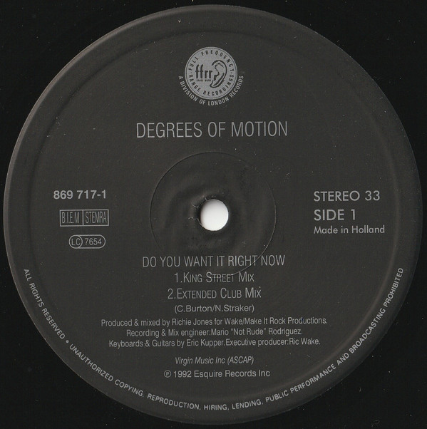 Degrees Of Motion Featuring Biti - Do You Want It Right Now | FFRR (869 717-1) - 3 Degrees Of Motion Featuring Biti - Do You Want It Right Now | FFRR (869 717-1) - 3