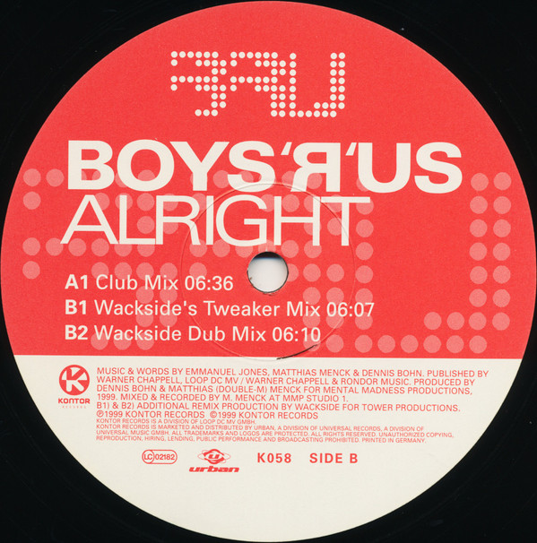 Boys-R-Us - Alright | Kontor Records (K058)