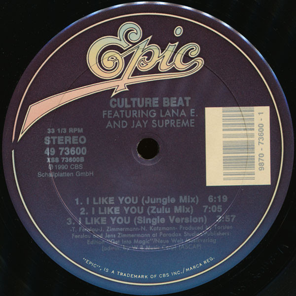 Culture Beat Featuring Lana E. And Jay Supreme - I Like You (12") [Vinyl] | Epic (49 73600) - 3