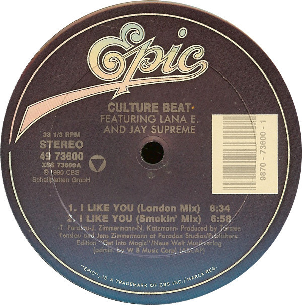 Culture Beat Featuring Lana E. And Jay Supreme - I Like You (12") [Vinyl] | Epic (49 73600) - 2