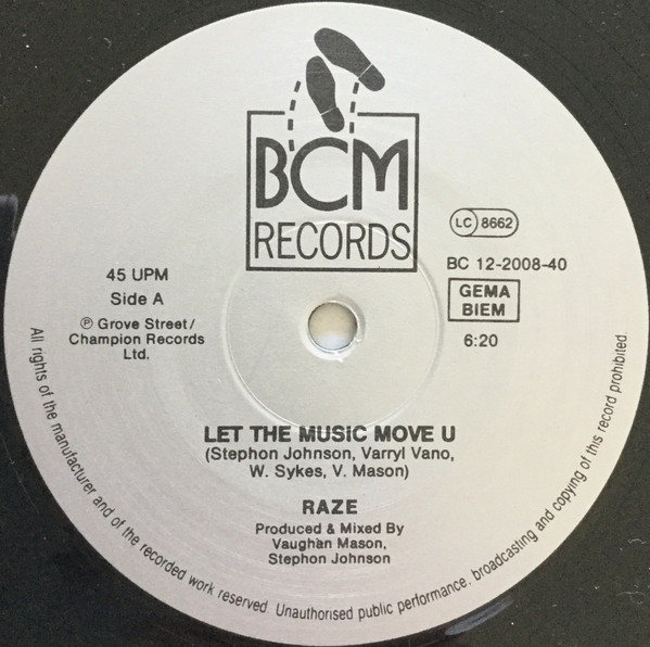 Raze - Let The Music Move U | BCM Records (B.C. 12-2008-40) - 2 Raze - Let The Music Move U | BCM Records (B.C. 12-2008-40) - 2