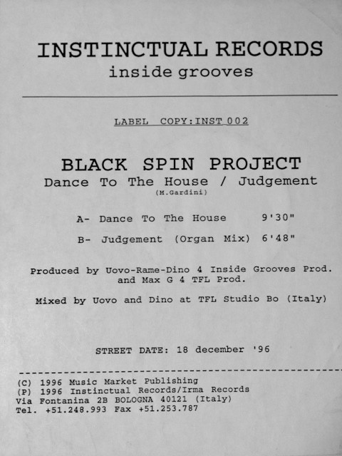 Black Spin Project - Dance To The House | Instinctual Inside Grooves (inst 002)