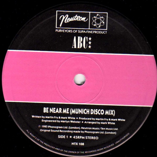 ABC - Be Near Me | Neutron Records (NTX 108) - 3
