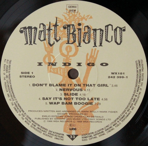 Matt Bianco - Indigo | WEA (WX181) - 3