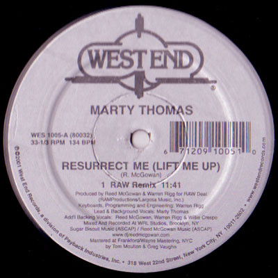 Marty Thomas - Resurrect Me (Lift Me Up) | West End Records (WES 1005) - main